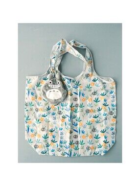 My Neighbor Totoro Floral Reusable Shopping Tote Bag Plush Pouch NWT